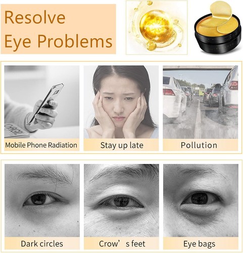 Under Eye Masks,Collagen 24K Gold Under Eye Patches for Puffy Eyes,Dark Circles - Picture 5 of 7