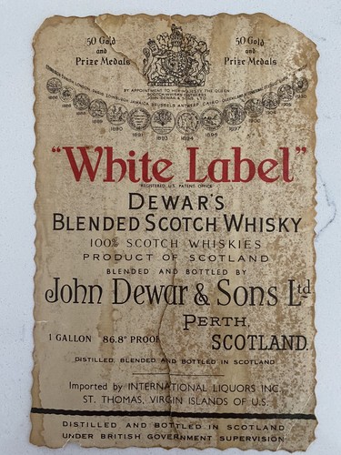 Botella de whisky vacía vintage grande Dewar's White Label de 1 galón con base - Imagen 6 de 7