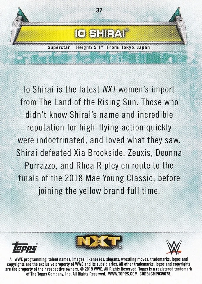 Io Shirai (Iyo Sky) 2019 Topps WWE Women's Division #37 - Image 2 of 2