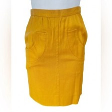 GIVENCHY Vintage Mustard Yellow Skirt with Pockets, Women's Size XS