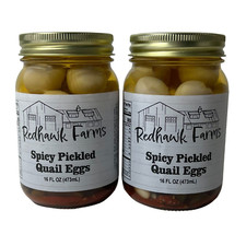 Spicy Pickled Quail Eggs - Fresh Quail Eggs Hard Boiled  Pickled in a Spicy Vin