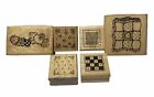 D.O.T.S 6 Piece Assorted Quilt Patterns Squares Wood Mounted Rubber Stamp