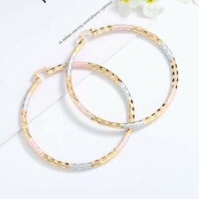 Multi colors Round hoop earrings 18k Layered real gold filled 60mm