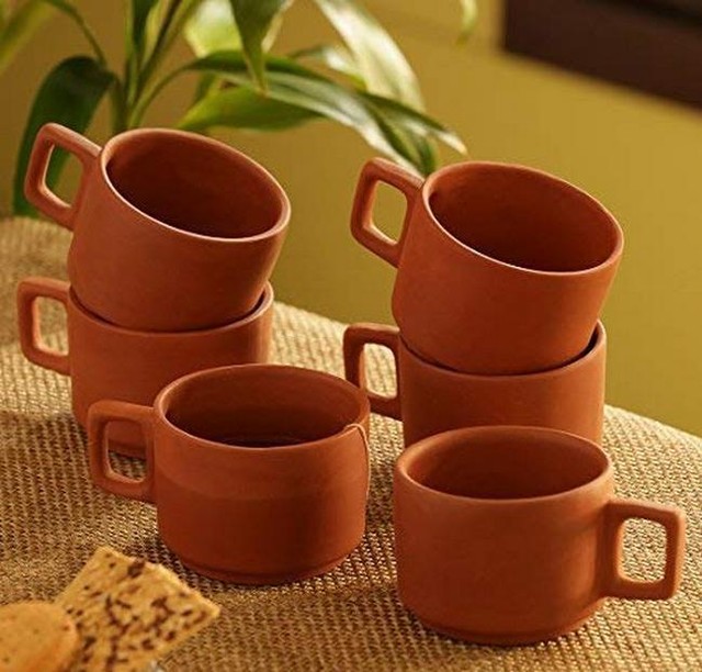 Earthen Clay Handmade Tea Cups Coffee Mugs Indian Kulhad 150 ml Set Of 6 Cups eBay