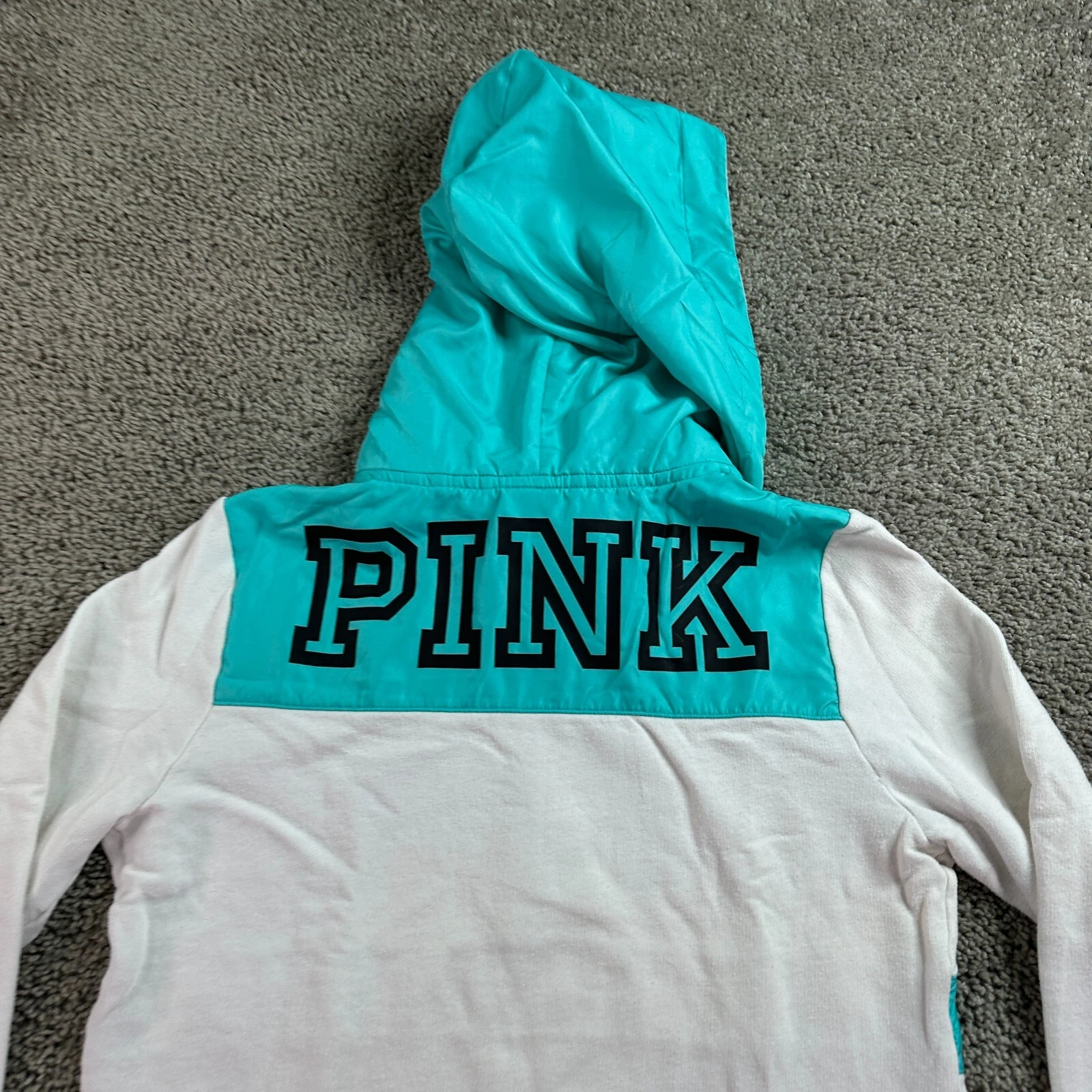 UNDERCOVER Felpa con cappuccio Victorias Secret ROSA donna piccola bianca verde full zip FLAW