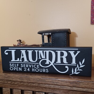 Laundry Self Service Rustic Primitive Farmhouse shabby Country Home Décor 12 in