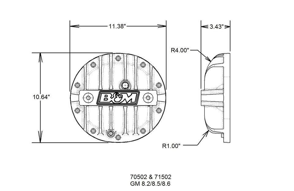 Cubierta negra diferencial de aluminio B&M Hi-Tek para Chevrolet/Pontiac 1967-1981 Foto 3 de 4