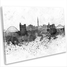 Newcastle Skyline Abstract Watercolour Canvas Print Framed Wall Art Picture B&W