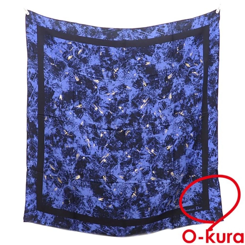 Christian Dior foulard carré soie 32x33 pouces soie bleu 04694a