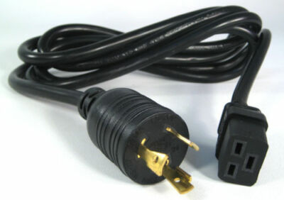 L6-20P to C19, 14-Gauge Heavy Duty Extension Cord - 8ft - Black, Ships Free