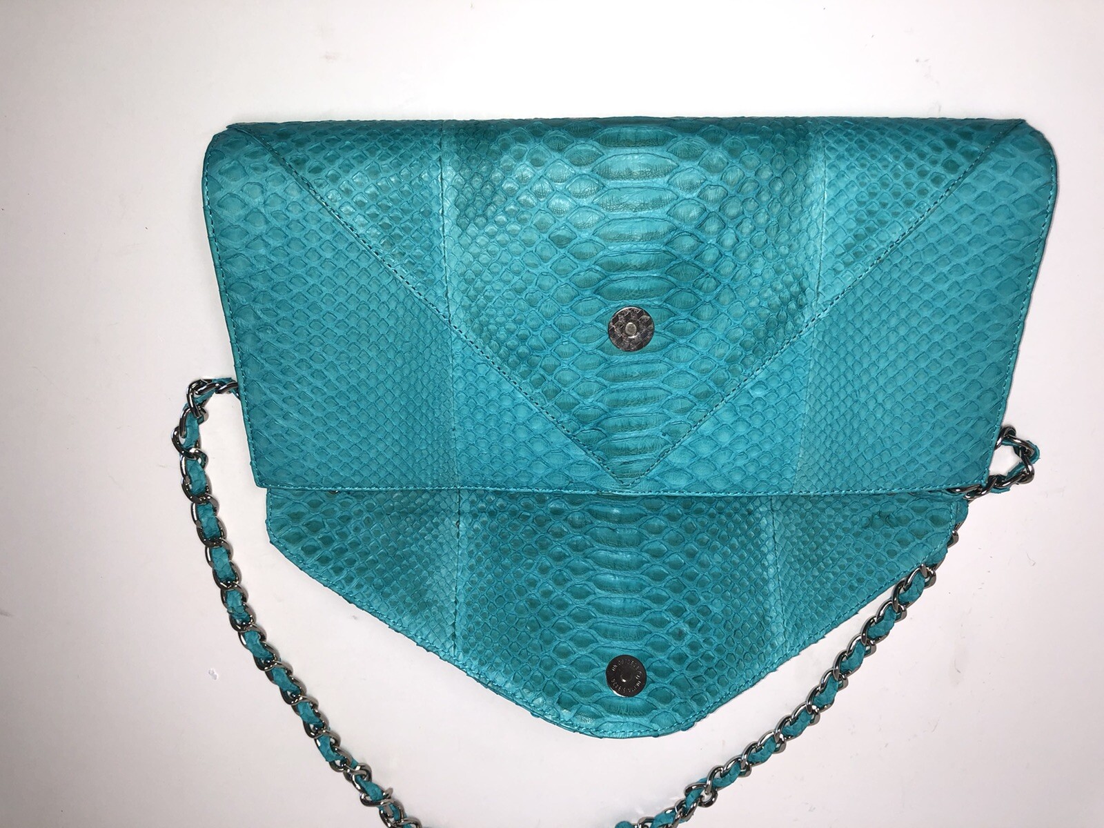 W H Petronela Italy Genuine Python Snakeskin Aqua… - image 7