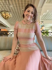 1940's Pink Crepe and Lace Dress Excellent Condition 