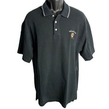 Vintage Looney Tunes Taz Polo Shirt L Black Embroidered Short Sleeve Warner Bros