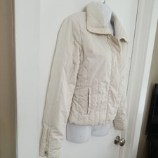 L.e.i. Full Zip Up & Snap Ivory Coat Lavender Lining With 2 Front Pockets Size S