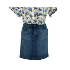 Banana Republic Women Knee Length Blue Pencil Denim Skirt Career Business Sz 6