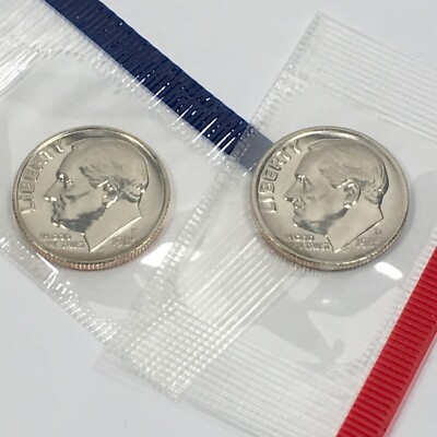 1985 Roosevelt Dime 2 Coin Set - Brilliant Uncirculated (BU) KM#195a - D85PDM
