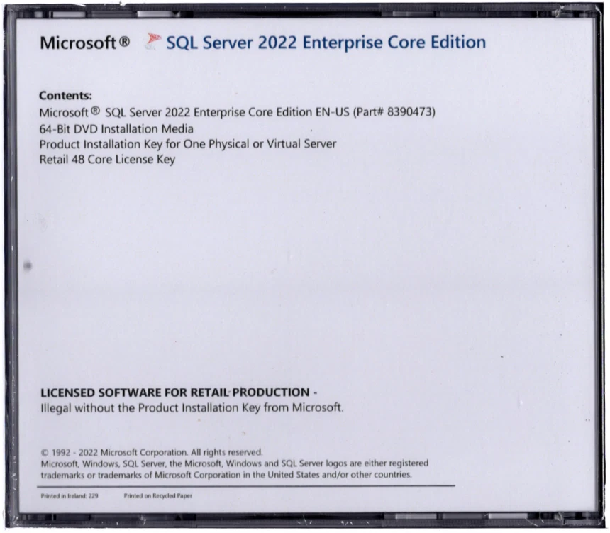 Microsoft SQL Server 2022 Enterprise with 48 Core License, unlimited User CALs - Image 3 of 3