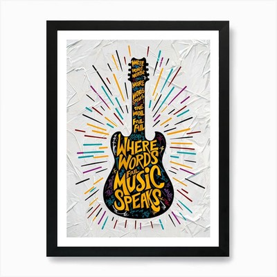Wo Worte versagen, spricht Musik. Mus gerahmtes Wandbild Poster Leinwanddruck Bild