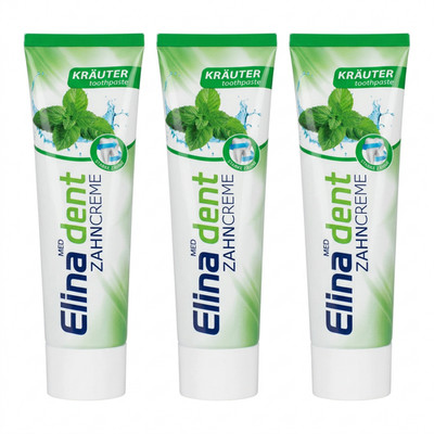 Elina Dent Med - Kräuter Zahnpasta  | 3 TUBEN x 100ml | Zahncreme Ohne Fluorid