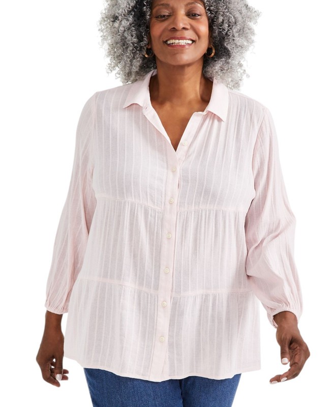 Женская рубашка-туника с длинными рукавами большого размера Style & Co (Lotus Pink, 3X)