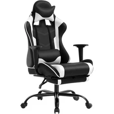 Gaming Chair Faux Leather Reclining Office Chair Lumbar Support Headrest