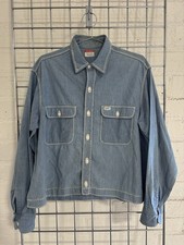 Vtg 50s 60s Big Mac Sanforized Penney  s Chambray Stitch Button Shirt Medium