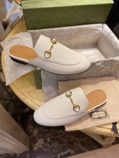 Gucci Princetown Horsebit Mule Loafer White Leather Slip On Women s EU 36