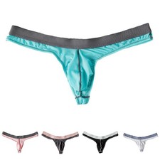 Breathable Men Ice Silk Low Waist Underwear Thong G String Classic Style
