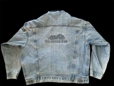 Vintage 90’s Tyca Denim Jacket Easy Riders Embossed Trucker Jean USA Med