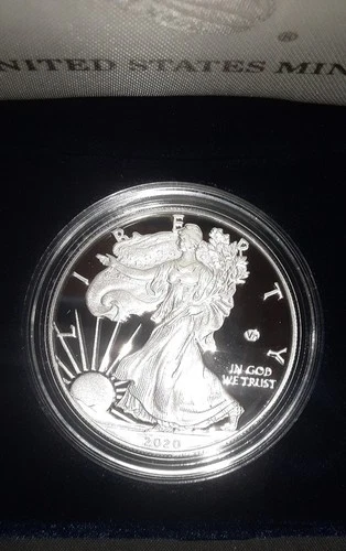 2020-W $1 Proof American Silver Eagle World War 2 V75 Privy In OGP