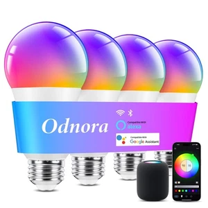 Ampoules d'éclairage Odnora Smart, Ampoule de changement de couleur, Travail avec un paquet de 4, Rgb