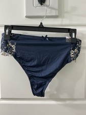 NWT Cacique Navy Blue Floral Thong Size 14/16