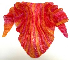 Handgestricktes Tuch Dreieckstuch  Schal Handarbeit orange -  gelb - pink Neu