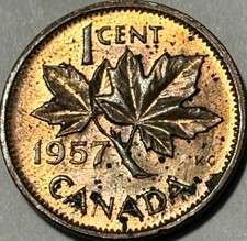 UNC 1957 Canada 1 Cent Penny! UNCIRCULATED!