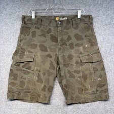 Vintage Carhartt Camo Cargo Shorts Mens 34 Brown Baggy Grunge
