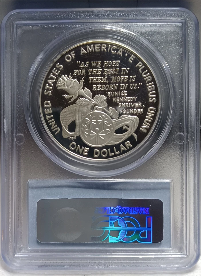1995 P Special Olympics Commemorative Silver Dollar PCGS PR69DCAM. Video SL0164. - Image 2 of 4