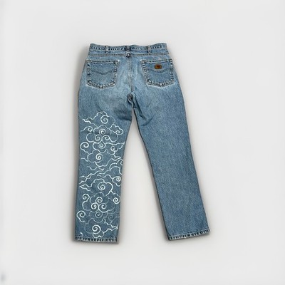 Carhartt Straight Traditional Fit Custom Jeans Cloud Distressed 34 Handmade B18