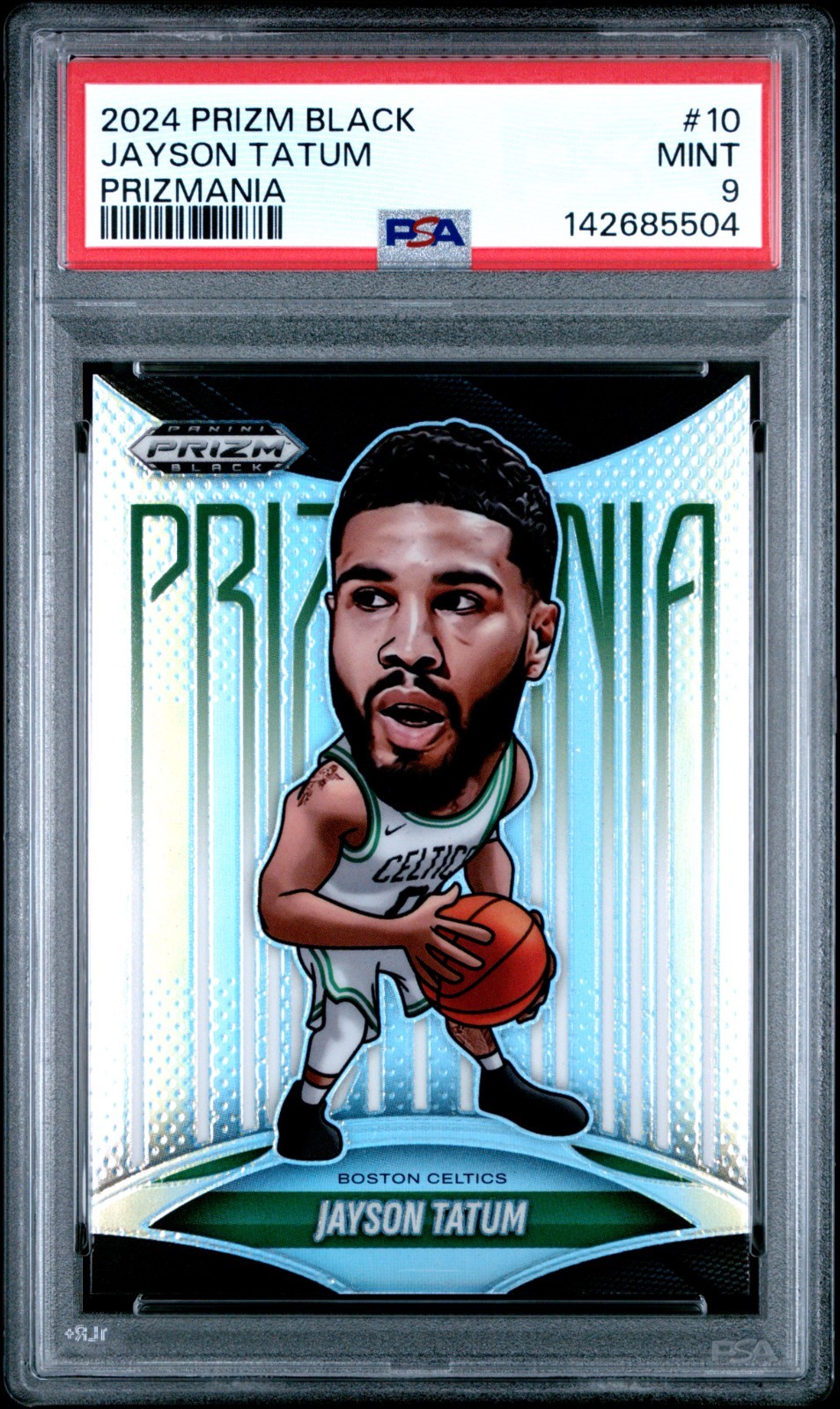 2024-25 Panini Prizm Black Prizmania Jayson Tatum Case Hit SSP Card #10 PSA 9