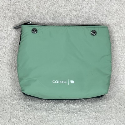NEW Caraa Snappy Snap Mesh Travel Cosmetic Pouch Bag-Green/Black-Zipper-Vacation