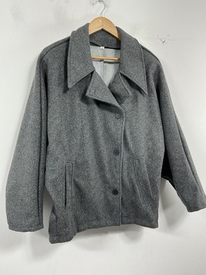 Womans Excellent Condition Shein Button Up Jacket Medium Gray Wing Sleeves