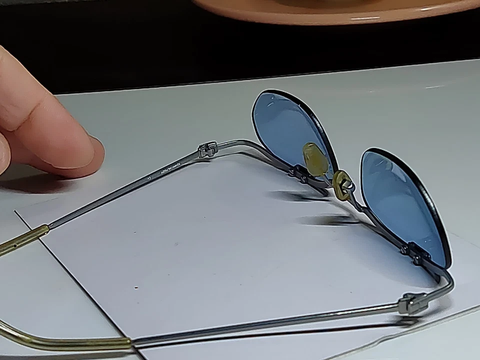 复古 Tommy Shades 型号 5100 银色无框黄油 00 浅蓝色镜头 1990 年代 — 第 3/4 张图片