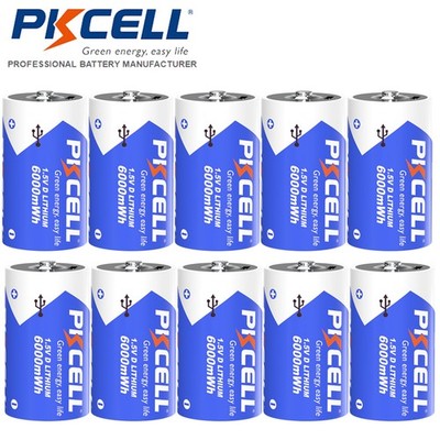 2-10Pcs Rechargeable D Size 1.5V Lithium Batteries 6000mWh USB Plug