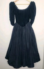 Vintage 80s Gunne Sax Dress Black Jessica McClintock Velvet Taffeta USA Size 3