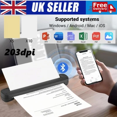 A4 Portable Thermal Printer Wireless Bluetooth Inkless Mobile Travel Printer UK - Image 1 of 4