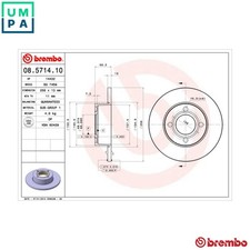 2x BRAKE DISC 08.5714.10 FOR AUDI ABT 2.0L AAZ/1Z 1.9L ABM 1.6L 4cyl 80