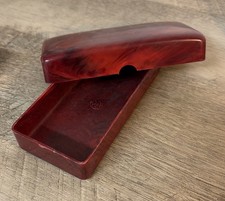 Vintage Plastic Red Marble Eyeglass HardCase Made In USA