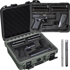 Pistol Case for 2 Handguns – TSA Approved Hard Shell Gun Case with Triple-Layer 