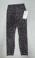 Pantalone Lululemon Nuovo con etichette Alig High-Rise 25" Taglia 6 True Leopard Nero Multi