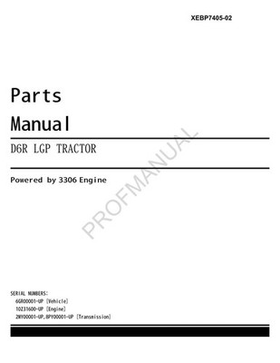 Caterpillar Cat D6R LGP Track Type Tractor Parts Catalog Manual XEBP7405