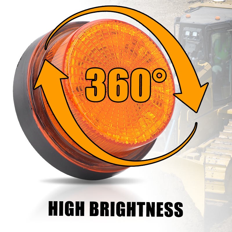 2X Mini Car Beacon Strobe Amber LED Light Flashing Warning Rotating Lamp 12V 24V